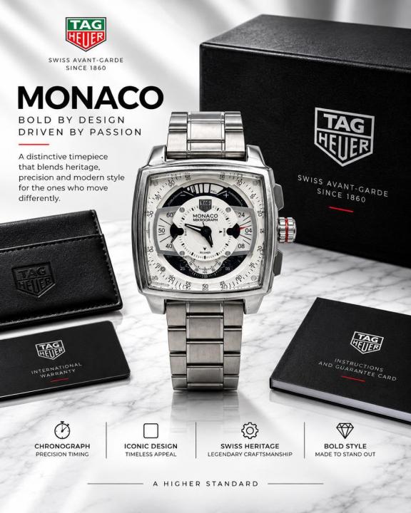 tag huer  Monaco  Mikrograph quartz movement (steel mettal)