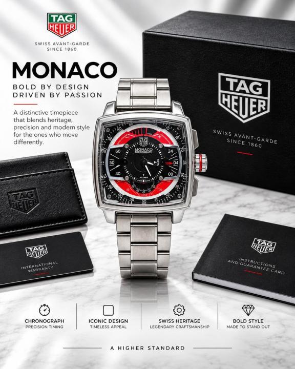 tag huer  Monaco  Mikrograph quartz movement (steel mettal)
