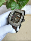 Hublot Bigbang Square Silver Brown Leather Belt AT519