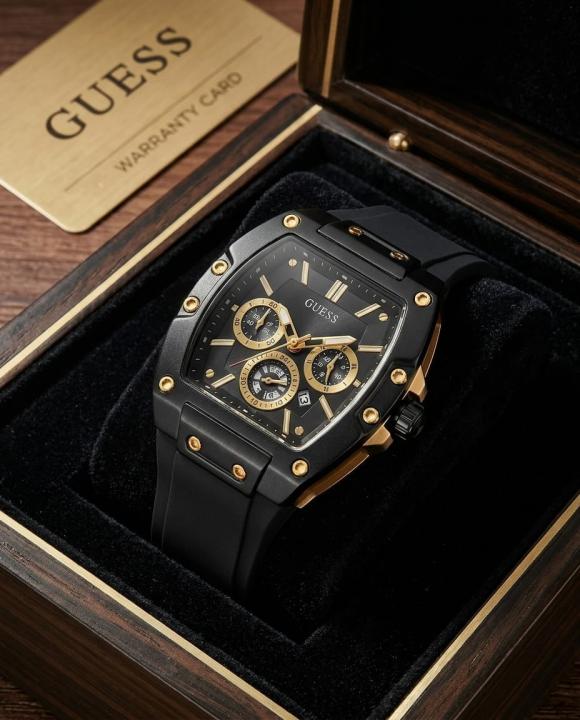 Guess Rectangle Chronograph Black-Gold Chronograph