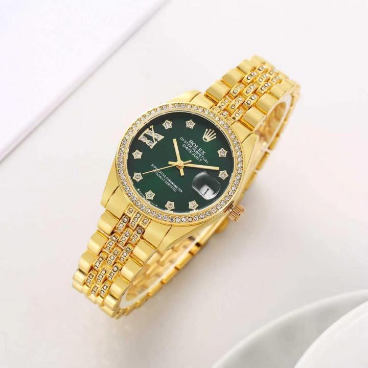 Rolee_x Oyester Perpetual Date Just Gold-Green