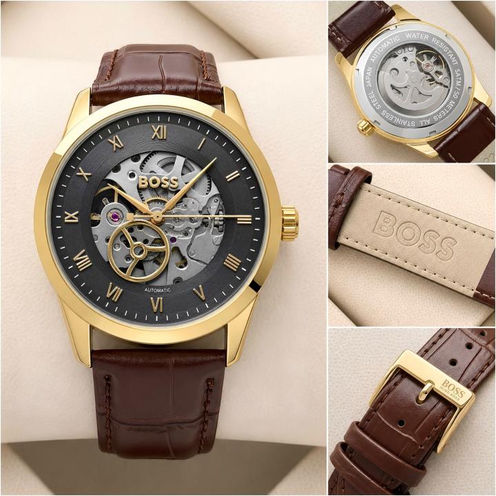 BOSS Principle Skeleton Mens Automatic Brown gold