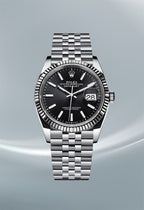Rolee_x Oyster Perpetual Date Just Silver-Black