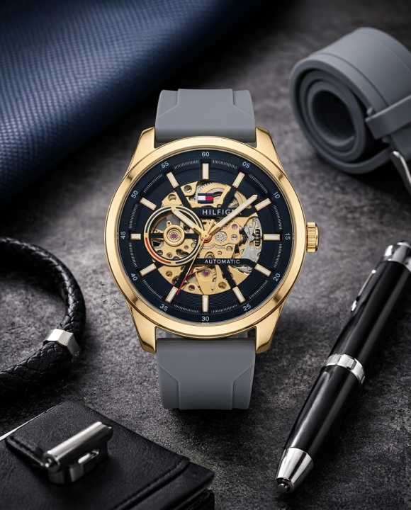 Tommmy Hilfige_r Automatic Silicon Grey-Gold-Black