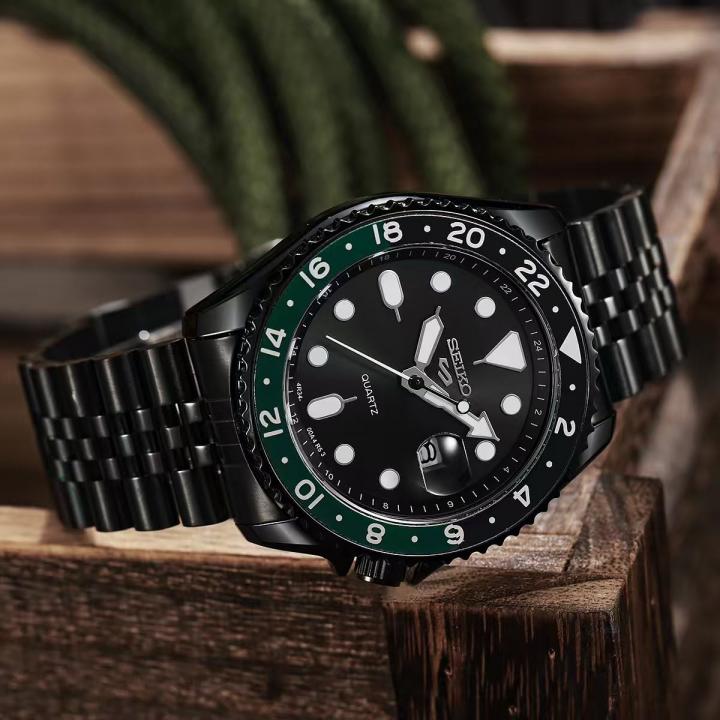 Seiko 5 Sports GMT Quartz Movement Full Black 2Ton Bazel