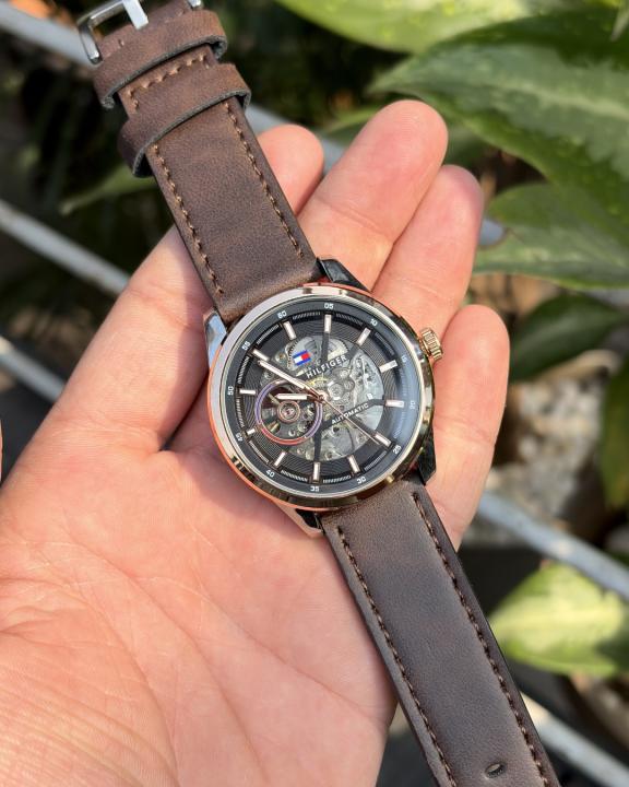 Tommmy Hilfige_r Automatic Leather DarkBrown-Copper-Black