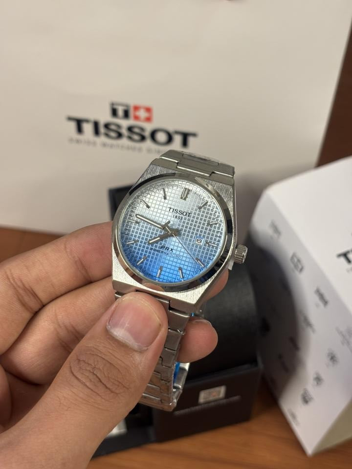 Tissoo_t 1853 PRX Silver Sky blue White Dial