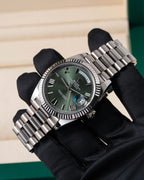 Rolee_x Oyster Perpetual Day Date 40 Battery Silver-Green